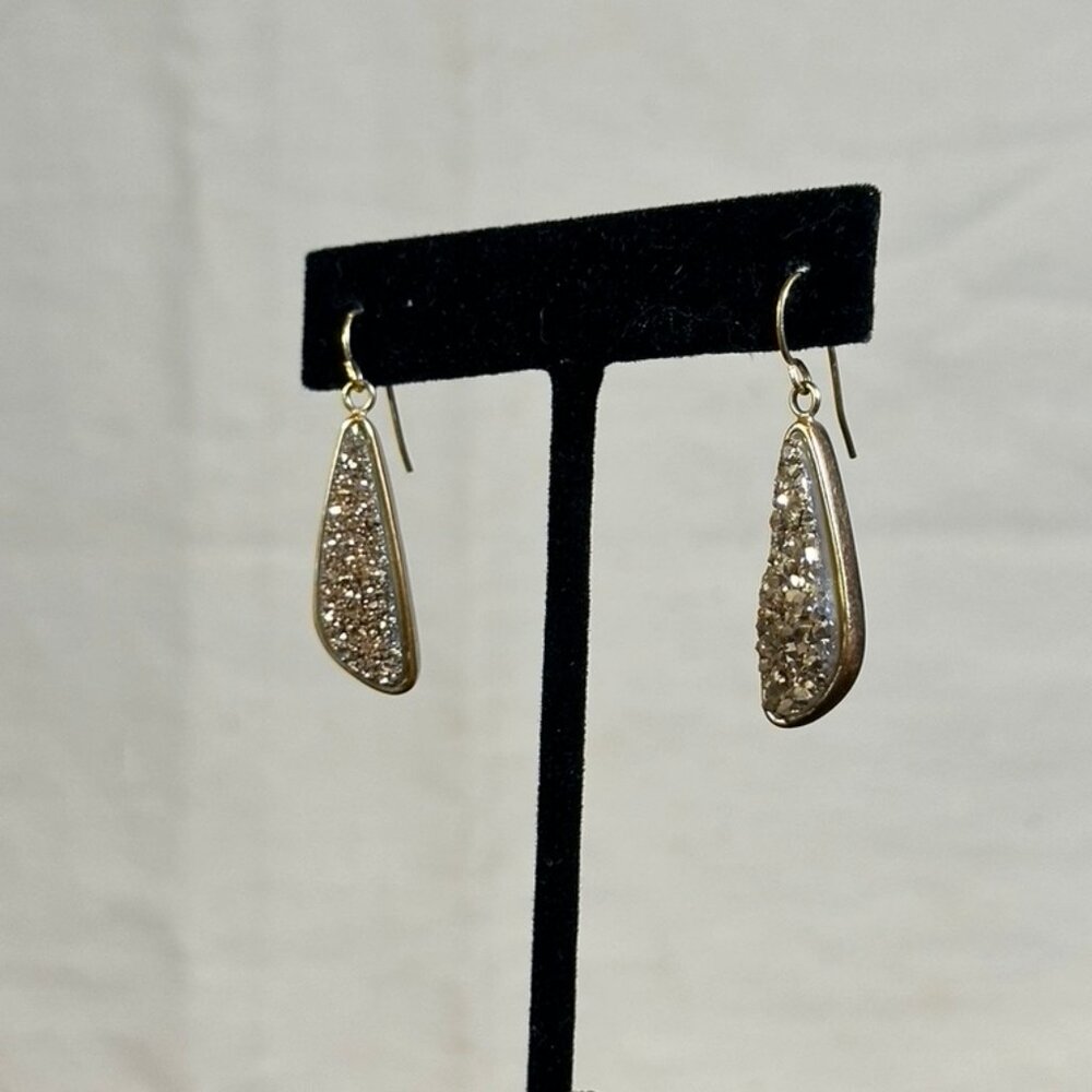 Marcia Moran Gold-Filled Champagne Druzy Drop Earrings - Picture 3 of 3